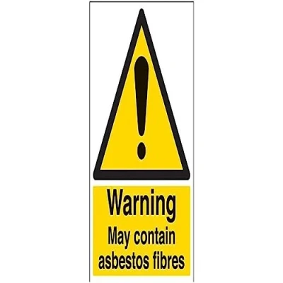 Image of V Safety Warning Asbestos Fibres Sign 300mm x 400mm Self Adhesive Vinyl