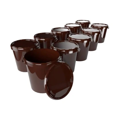 Image of 10 Buckets with Lid, 30 Litres, Made in Germany, Food Safe, Stable, Airtight, Storage Bucket for Storing Food, Office Material, Children&#039;s Room, Household, Workshop, Catering, Brown