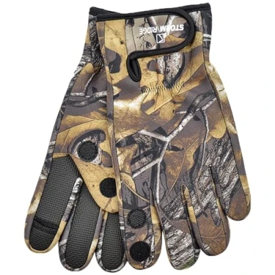 Image of A2Z Mens Neoprene Gloves Outdoor Fishing Rubber Palm Grips Fold Back Finger/Thumb MG641 Camouflage M/L