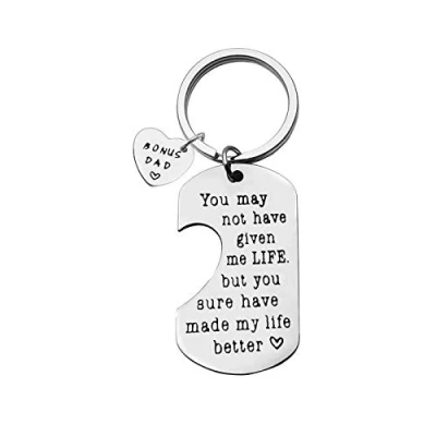 Image of Step Dad Gifts from Daughter Son Keyring Bonus Gift Thank You for Being The Didn&#039;t Have to Be Keychain Father&#039;s Day Stepfather, Christmas Birthday Stepdad