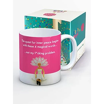 Image of Brainbox Candy Bold &amp; Bright Hilariously Funny Mugs &#039;Inner Peace&#039; Cheeky Gift Ideas for Ladies Women Friends Birthday Christmas Quality 10oz Stoneware Mug Boxed