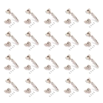 Image of Emuca Straight Hinge kit X92N with Supplement, Screw on Opening Angle 105⁰. Nickel Plated, Steel, 20 pcs.