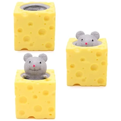 Image of Toyland® Mouse &#039;n&#039; Cheese Novelty Squeeze Toys Assorted Colours Grey