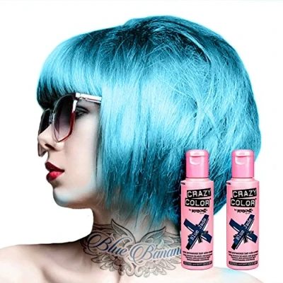 Image of 2x Crazy Color Semi Permanent Hair Dye 100ml (Blue Jade)