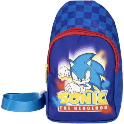 Image of Sonic Shoulder Backpack Blue Colour 13x23x7cm Made in Polyester Children&#039;s Bag with Adjustable Handles Main Compartment Original Product Designed Spain
