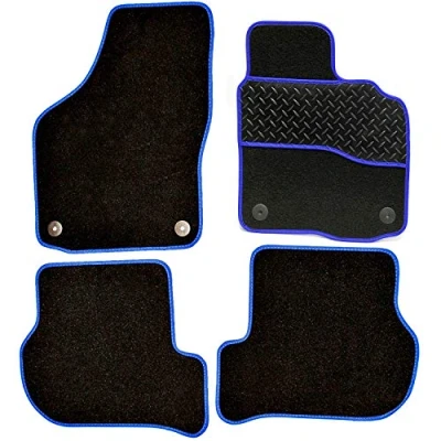 Image of Sakura WW8171BU Carpet Floor Mat, Blue Trim