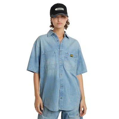 Image of G STAR RAW Women&#039;s Relaxed Venture shirt ss wmn Shirts, blue (sun faded mist D24882 D252 G342), XXL