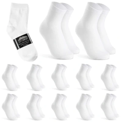 Image of CityComfort Boys Calf Socks, Soft Breathable Teenagers and Kids Socks Pack of 12 (White, 4 7 Years)