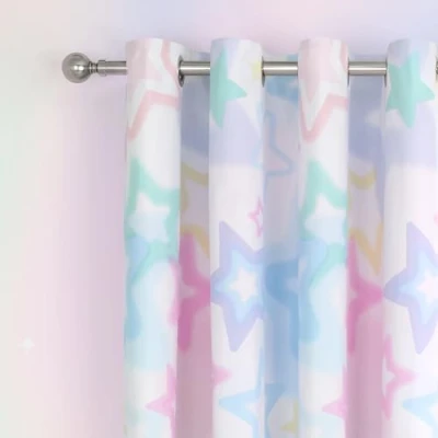 Image of Catherine Lansfield Ombre Stars 66x72 Inch Fully Reversible Eyelet Curtains Two Panels White