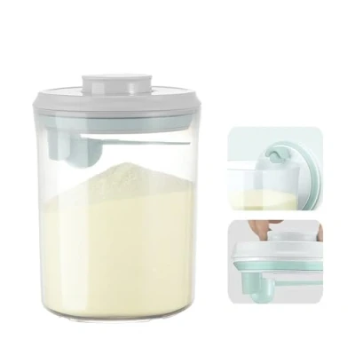 Image of Cubble Airtight Baby Milk Powder Container with Spoon and Scraper, BPA Free, Easy One Press Button (1500ml Round + Spoon)