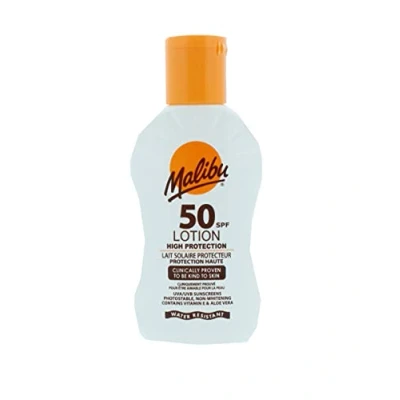Image of Malibu Sun SPF 50 Lotion, High Protection Cream, Water Resistant, Vitamin E and Aloe Vera Extract, 100ml