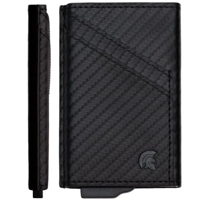 Image of POWR Card Holder Wallet. Carbon Fibre RFID for Men. Minimalist Wallet Credit Holders Pop Up Metal Slim