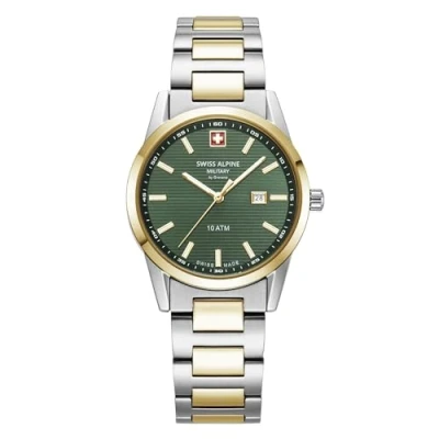 Image of swiss alpine military Women&#039;s Watch Analogue Quartz 77767.1 Stainless Steel, Bic gold/Bi gold/Green 1144sam