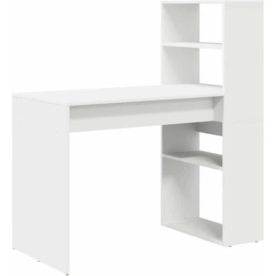 Image of vidaXL Desk with Storage White 113x54x120 cm Engineered Wood