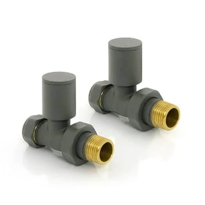 Image of Team Controls Anthracite Straight Valves for Heated Towel Rail or Radiator 15mm Pair