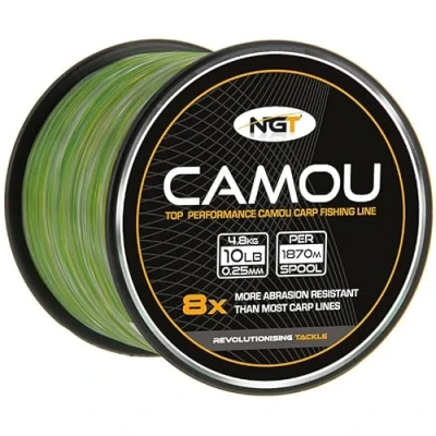 Image of NGT 2 x Bulk Spools Carp &amp; Coarse Fishing Line Camo Colour available in 8lb 10lb 12lb 15lb Breaking Strain (10lb / 4.5kg 0.25mm 1870m per spool)
