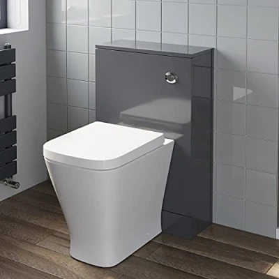 Image of 500mm Bathroom Toilet Soft Close Seat Back to Wall Cistern Furniture Unit Grey
