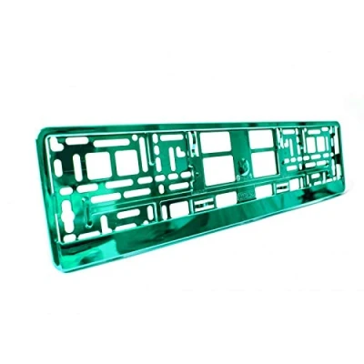 Image of 2 x Turquoise Chrome Metallic Universal Number Plate Surrounds Holders Frames M
