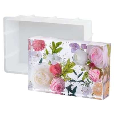 Image of Large Silicone Moulds for Resin, Rectangle Mould Epoxy Resin Casting Flowers Preservation Desktop Decorations (Rectangular)