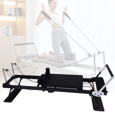 Image of BVCL Reformer Pilates Machine, foldable Reformer, equipment for home workouts, Multifunctional Equipment(Black)