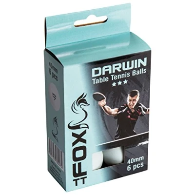 Image of Fox TT Darwin 3 Star Table Tennis Balls (Pack of 6) White, one size, FTT103