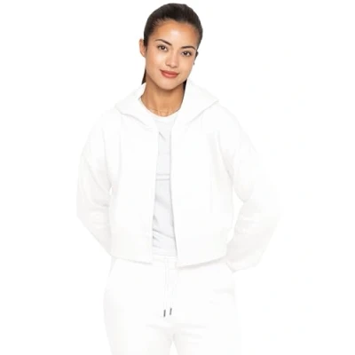 Image of 989Zé ENZO Womens Hoodie Top Casual Fleece Cropped Sweatshirt With Hood Crop Hoody (UK, Alpha, XL, Regular, Off White Zip)