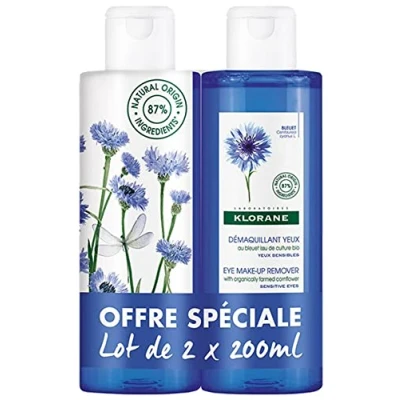 Image of Klorane Eye Make Up Remover with Cornflower 2 x 200ml