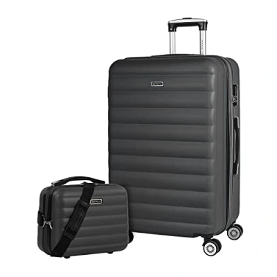 Image of ITACA Rigid Suitcase Medium Size ABS 65cm Hard Shell Lightweight 20kg with Combination Lock and Resistant Travel, Anthracite