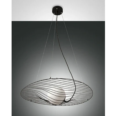 Image of Homa Wire Frame Pendant Ceiling Light Black Glass, E27