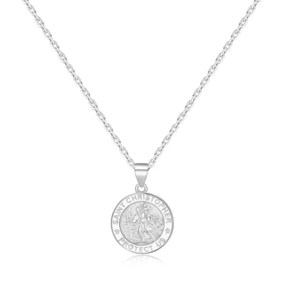 Image of Philip Jones Sterling Silver St Christopher Necklace