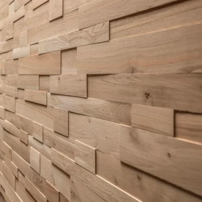 Image of Oak Wall Cladding, 3D Panels, Wooden Design, Model OZO Rustic (1m2)