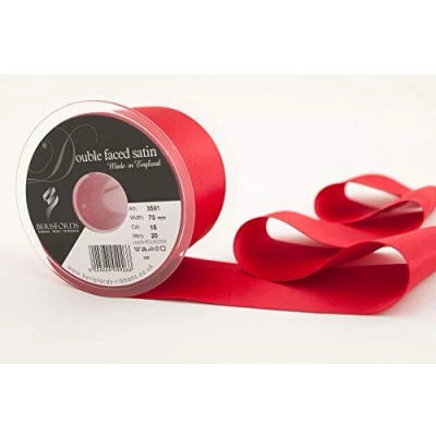 Image of Berisfords Ribbon, Red, 70 mm