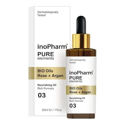 Image of inoPharm Pure Elements Facial Serum with Organic Rose and Argan Oil Nourishing Dry Rich Formula 30 ml