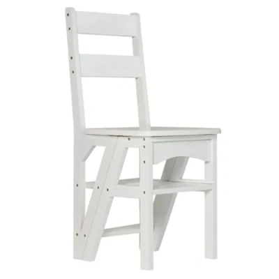 Image of 3 Tier Step Stool, Dual use Ladder Chair, White in 1 Folding Stool Chair Indoor Mobile Climbing Household Storage Rack
