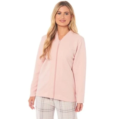 Image of INSIGNIA Womens Bed Jackets Mock Quilt Short Gowns Tops (Pink, M)