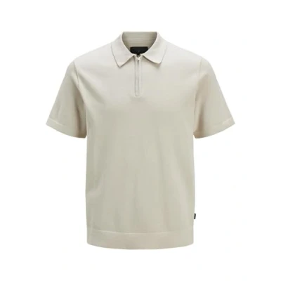 Image of JACK &amp; JONES Men&#039;s Jprblamilano Spring Knit Polo Ss Sn, Silver Lining, S
