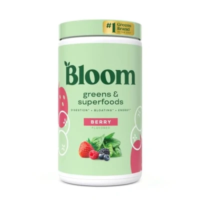 Image of Bloom Nutrition Super Greens Powder Smoothie &amp; Juice Mix Probiotics for Digestive Health Bloating Relief Women, Enzymes with Spirulina Chlorella Gut (Berry)