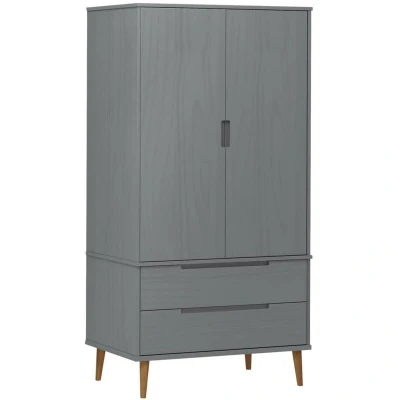 Image of vidaXL Wardrobe MOLDE Grey 90x55x175 cm Solid Wood Pine