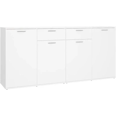 Image of vidaXL Sideboard Side Cabinet Storage with 4 Doors and 2 Drawers Home Interior White 160 x 36 75 cm Chipboard