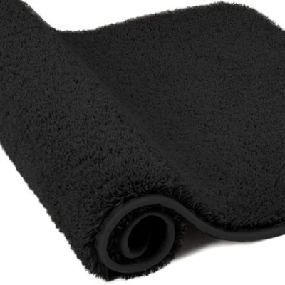 Image of wyewye Microfibre Bath Mat, Door 2cm Super Thick Rug, Absorbent Bathroom Rug 60x120 cm, Black