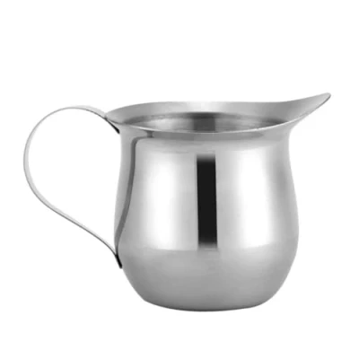 Image of Milk Frothing Jug,90ml/3 oz Small Jug Cup,Stainless Steel Bell Shaped Pitcher,Wide Mouth Creamer Pitcher with Pouring Spout for Cappuccino Espresso Making