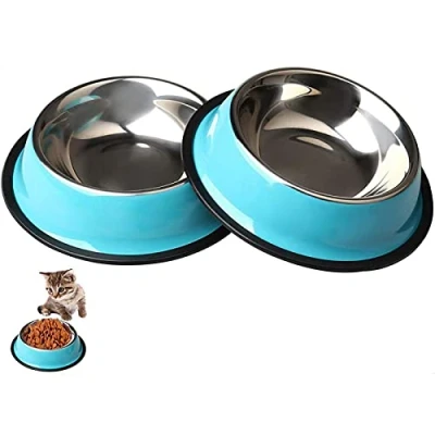 Image of ZHIYE Stainless Steel Pet Bowls for Cats,2 Piece Non slip Dog Feeding Bowl Small Dogs Cats