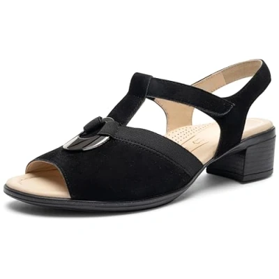 Image of ara Women&#039;s Lugano Heeled Sandal, Black, 4.5 UK