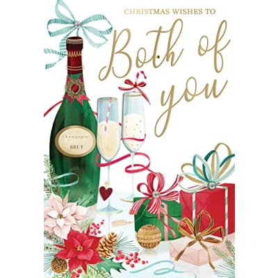 Image of Both Of You Champagne Embellished Magnifique Christmas Card Large Xmas Cards XMQ027