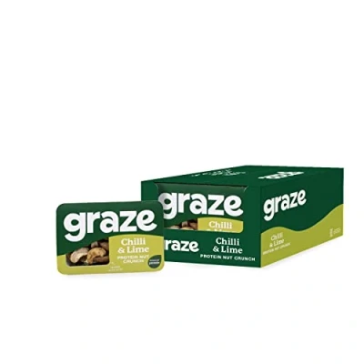 Image of Graze Punchy Chilli and Lime Nutty Protein Power Vegan Snacks, Low calorie snacks Natural Flavours Packaging may vary (9 x 38g Snacks)