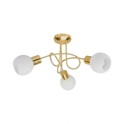 Image of Lindby ceiling lamp Elaina, Ø52cm, 3 bulb, brass coloured, glass
