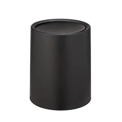 Image of WENKO Atri swing top cosmetic bin, 6 litre waste bin with lid made of high quality plastic inner bucket, cover to put over makes liner invisible, (W/D x H): Ø 21 25.5 cm, black