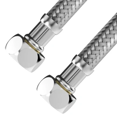 Image of VARIOSAN flexible hose 17581, 1/2 inch nut x nut, 300 mm, stainless steel sheath, DVGW certified, drinking water, reinforced