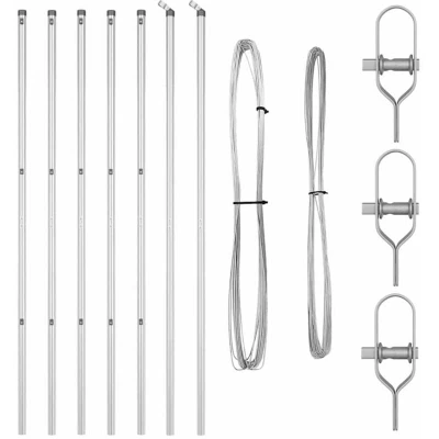 Image of vidaXL Fence Posts 7 pcs Ø32 mm 150 cm Galvanised Steel
