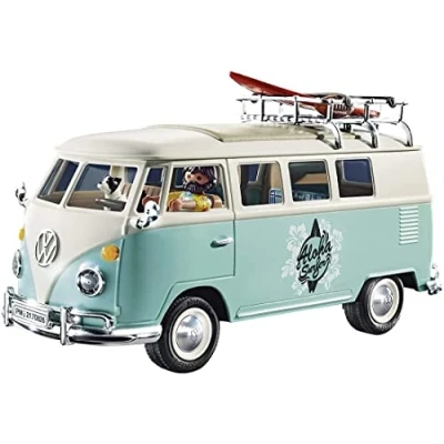 Image of Playmobil 70826 Volkswagen T1 Camping Bus, Light Blue Surfer Van, Special Edition for Fans and Collectors, Ages 5 99, Fun Imaginative Role Play, PlaySets Suitable Children 4+